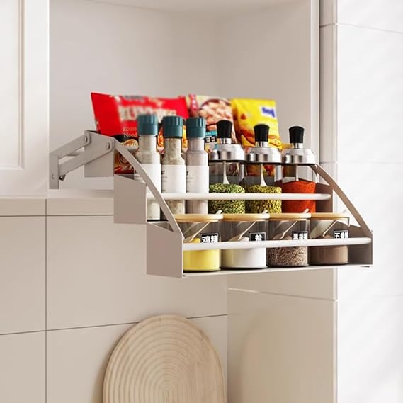 Emyjay Cabinet Pull Down Shelving System, Pull-Out Cabinet Organizer Drop Down Shelf Space Saving High Cabinet Pull Down Shelf