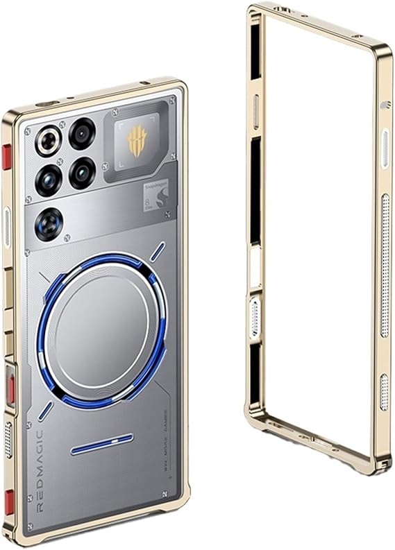 Aluminum Alloy Cooling Bumper Case for Redmagic 11 Pro Red Magic 11Pro+ Metal Frame Heat Dissipation Protective Hard Back Bumpers(Gold,RedMagic 11 Pro)