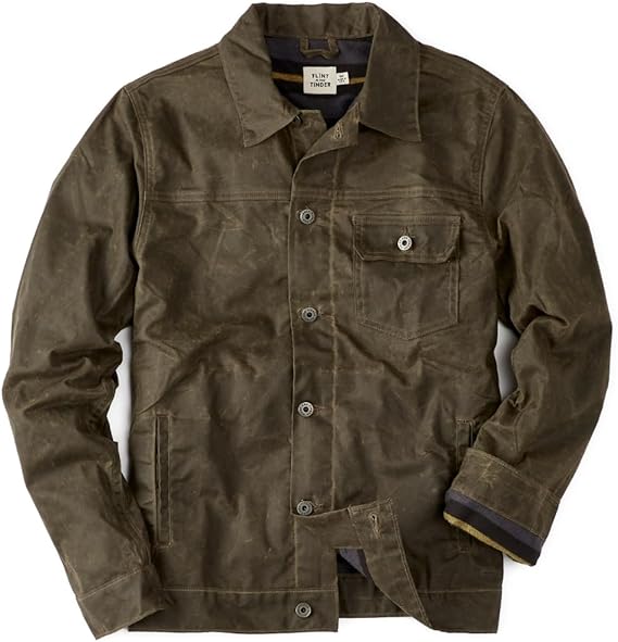 Huckberry Flint and Tinder Men's Flannel-Lined Waxed Trucker Jacket