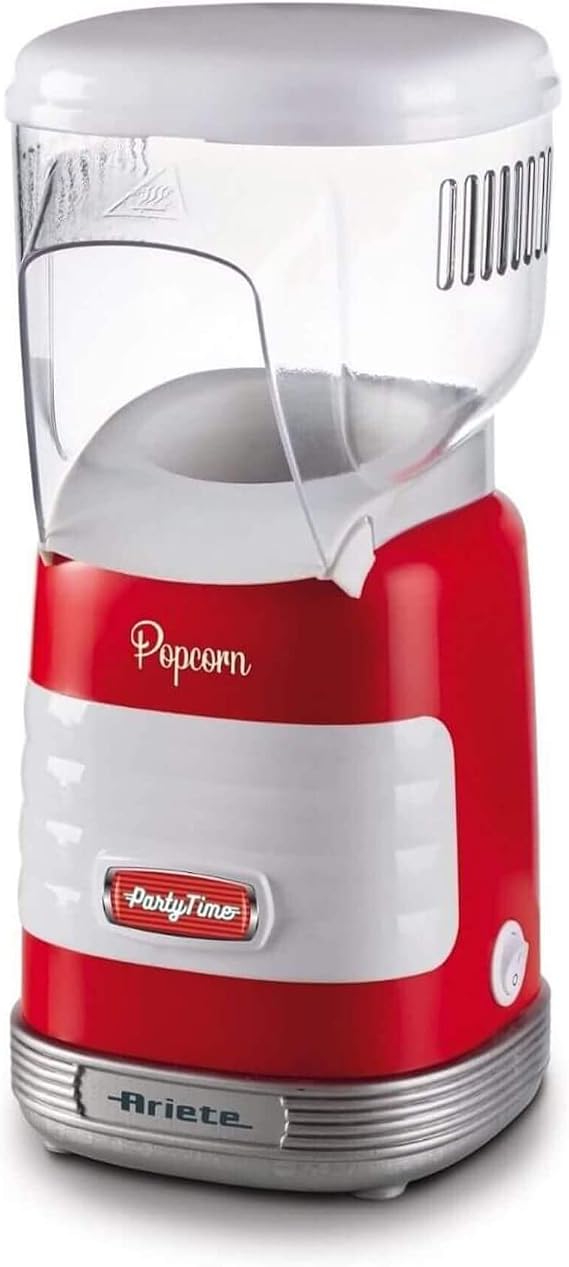 Ariete Party Time Mısır Patlatma Makinesi Kırmızı 2956/00-2 Dakikada 60 gr Patlamış Mısır Hazırlama, 1100 Watt, Ölçüm Kabı, Kolay Temizleme
