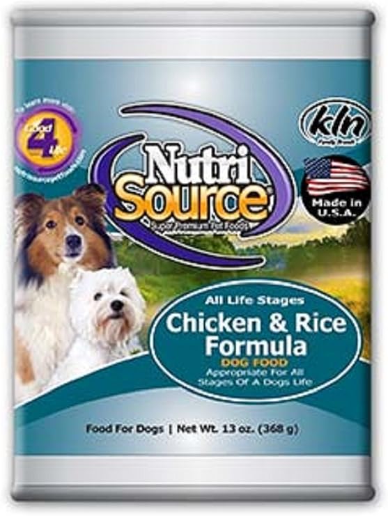 NutriSource 13oz Canned Dog Food Chicken/Rice, Case of 12