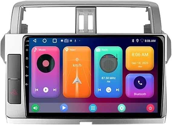 Android 15 Car Radio 2 Din Stereo with Carplay&Android Auto/BT/WiFi for Toyota Land Cruiser Prado 150 2013-2017 GPS Navigation 9'' Multimedia Video Player FM Reverse Camera(2G+64G)
