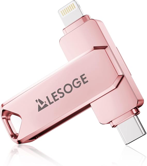 MFi Certified Flash Drive 255GB for iPhone Photo Stick Thumb Drive, High Speed USB Memory Stick iPhone Flash Drive for Photos, External Storage Jump Drive for iPhone/iPad/Android/PC (Rose Pink)