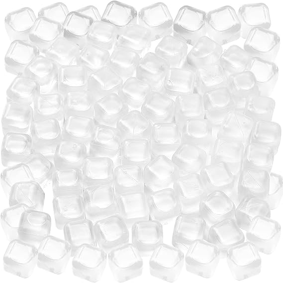 Reusable Ice Cubes, 60Pcs Plastic Ice Cubes, Square, White | Rezable Ice Cubes, Non-Diluting, Washable, Quick Frozen, Purified Water Filled for Drinks, Cocktail