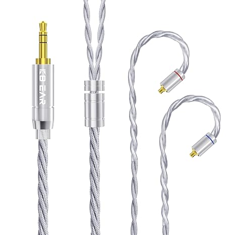 KZ ZS10 PRO IEM Headphones Cable, KBEAR ST20 Silver-Plated OCC Mixed Alloy 2 PIN Headphones Cable,In Ear Monitor Earphone Cable for ZS10 Pro X AS24 ZSN PRO X AS10 PRO ZS10 PRO 2 (Gray, 2PIN 3.5)