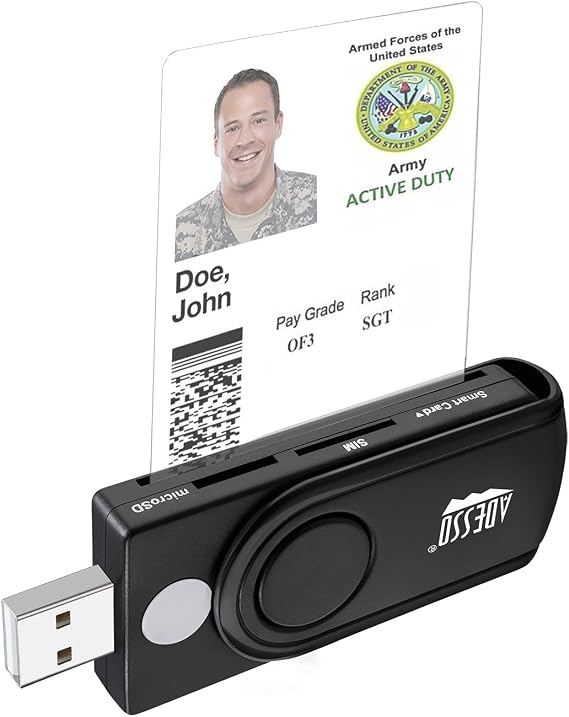 SCR-200 Smart Card CAC Reader for ID, Credit Card, SD, Micro SD, SIM, and M2 Smartfold Smart Card Reader