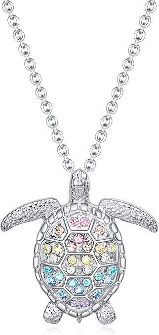Turtle Dolphin Shark Necklace Gifts,Seahorse Starfish Whale Pendant Necklaces Jewelry for Women