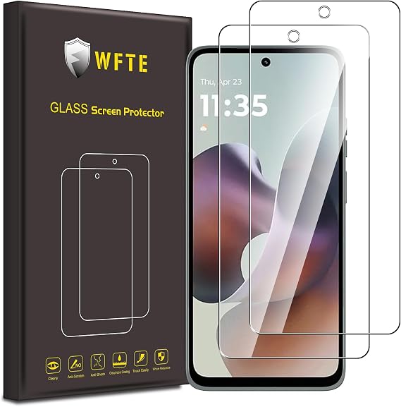 WFTE 2-Pack for Motorola Moto G56/G57 5G Screen Protector,Anti-Drop & Anti-Scratch Protection Film,Bubble-Free,HD Clear Premium Screen Protector Tempered Glass For Motorola G56 5G