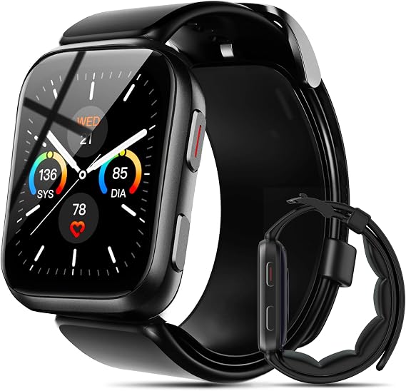 Blood Pressure Smartwatch 1.95 Inch Blood Pressure Watch with Air Pump Cuff Blood Pressure Monitor for Sleep and 50+ Sports Recording for Android and iOS Supports Memory Functions Data Exchange