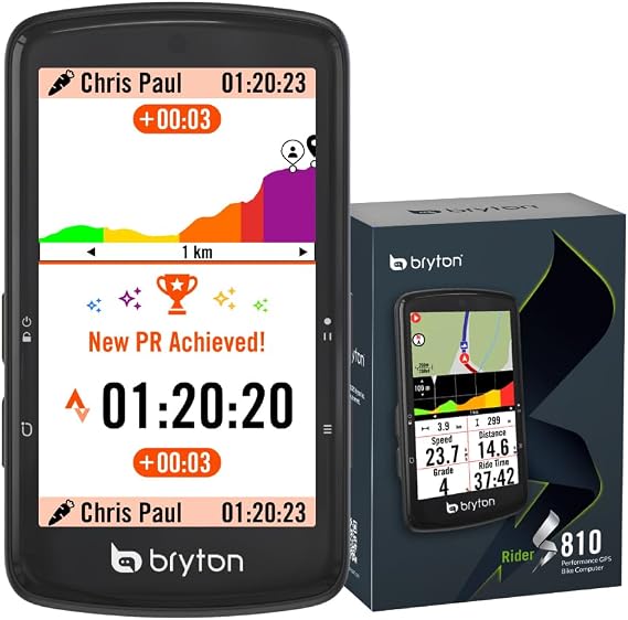 Bryton Rider S810 3.5 Inch Color Touchscreen GPS Bike/Cycling Computer, 50H Battery Life, Offline Maps & Navigation, Advanced Climb Challenge 2.0, Live Tracking (Rider S810E (Device Only)) | Bryton Rider S810 GPS Cycling Computer with Touchscreen & ANT+