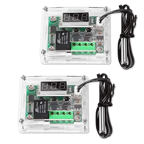 UMLIFE 2PCS Temperature Controller Module with Case, XH W1209 LED Display Digital Thermostat Module with Waterproof NTC Probe -50~110C Electronic Temperature Temp Control Module Switch