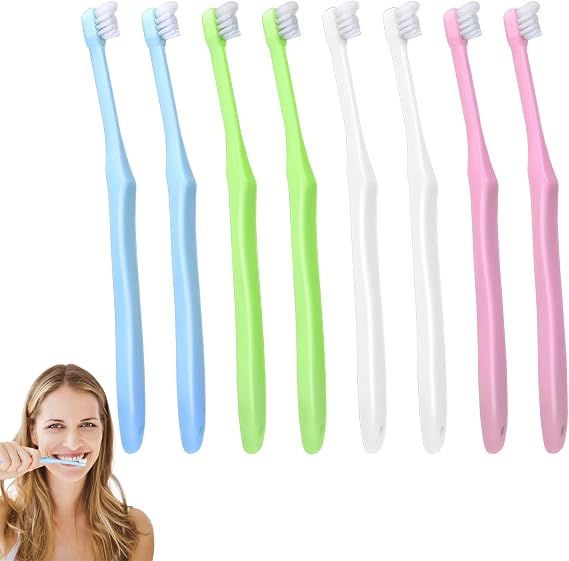8PCS Orthodontic Toothbrushes, 4 Colors Small Head Toothbrush for Adults