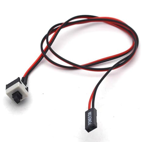 fo sa PC Power, Premium ATX Chassis Jumper Switch with 50cm Red Black Wires for Easy PC Motherboard Power Reset and Restart