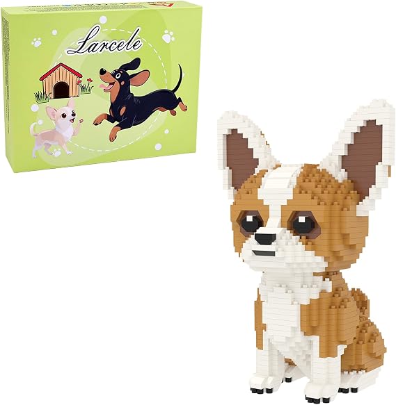 Larcele Micro Building Blocks Set, DIY Mini Building Toy Bricks for Age over 12 Years, 1109 Pieces KLJM-02 (Chihuahua)