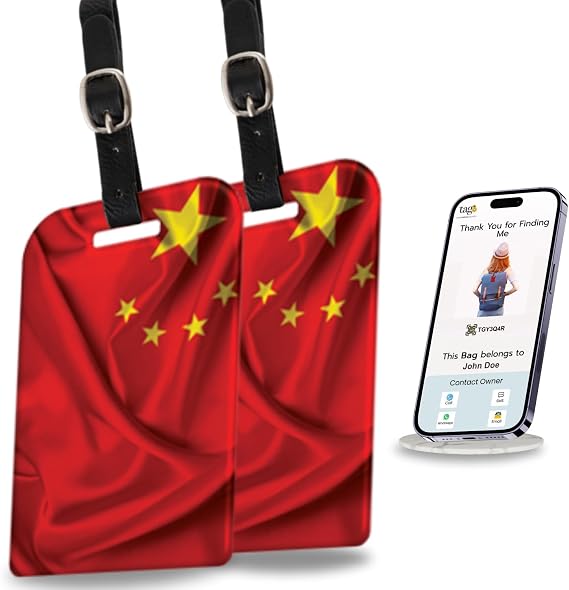 [Pack 2] tag8 China Smart Bag tag | Trendy Luggage tag ID Identification, Fashionable Digital Name tag | Airline Compliant, SITA World Tracer Code Enabled | Travel Gift idea