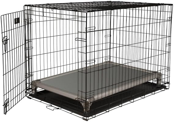 Kuranda Chewproof Elevated Crate Bed - Silver Aluminum - 35" x 23" - Cordura Nylon - Smoke