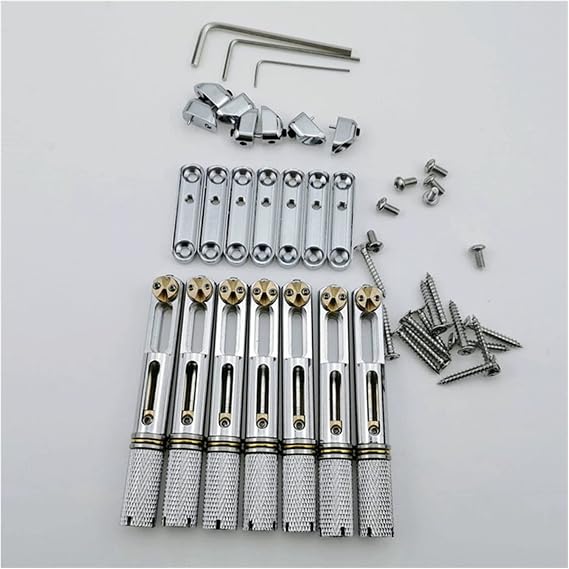Headless Guitar Bridge Headless Fan Fret - Single Fixed Brass Bridge for 6 String Electric Guitar Bridge Accessories Color: 7 Strings