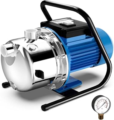 FOTING 1.6HP Shallow Well Pump, 1500GPH 115V Portable Garden Pump, Jet Pumps 147FT, Stainless Steel Water Transfer Household Draining Irrigation Pumps for Garden Lawn Farm