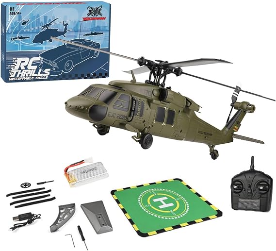 WL K170 Black Hawk UH-60L RC Helicopter for Adults - 2.4G 4CH Flybarless 6-Axis Gyro Military Toy Gift -RTF