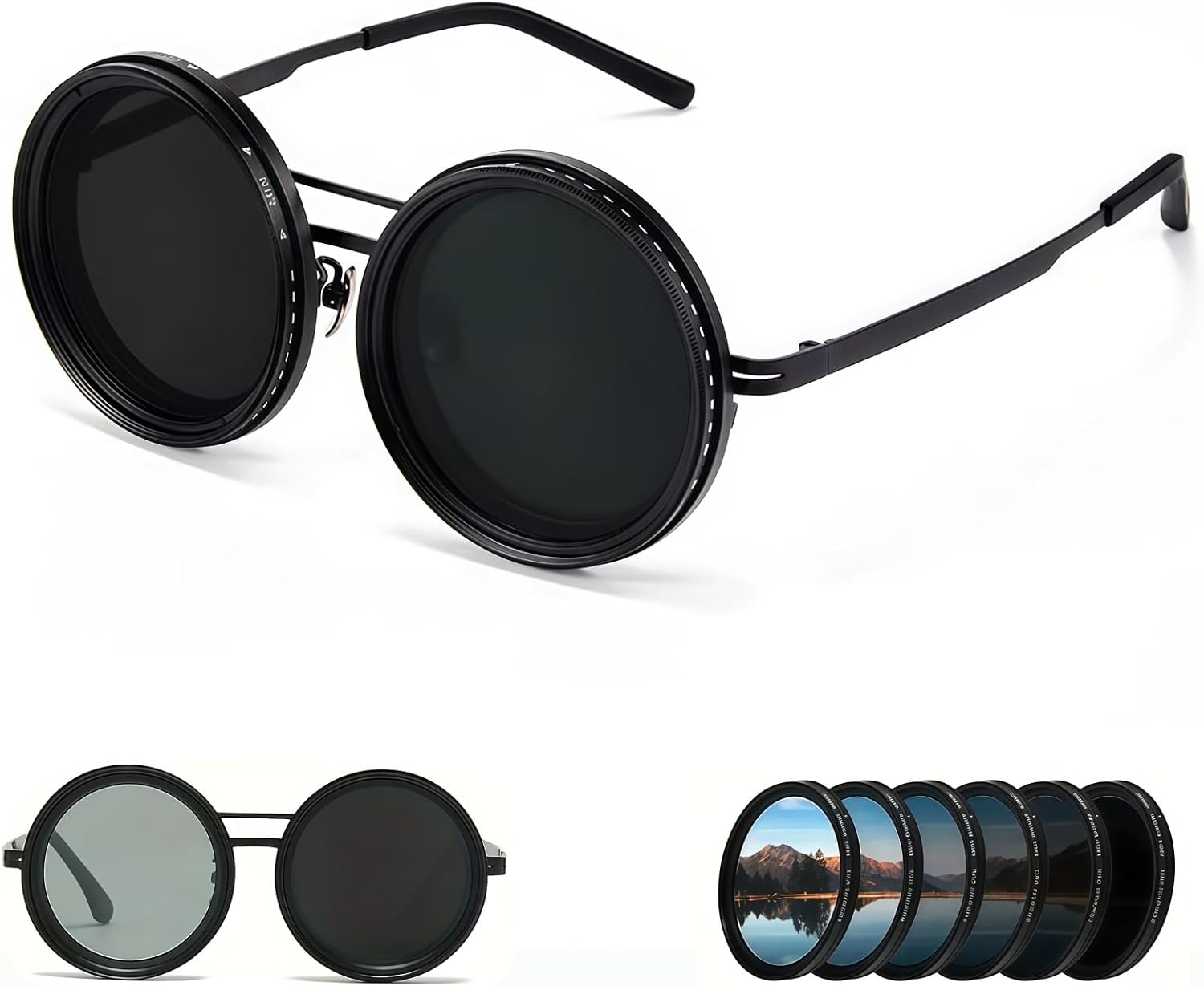 2025 Upgraded Adjustable Sunglasses, Adjustable Tint Sunglasses With Built-in Nd Filter, 1-9 Gears Manual Tint Control for Men