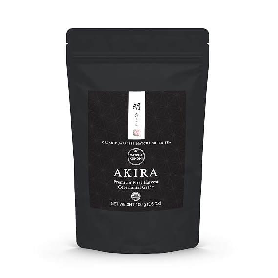 Akira Matcha 100g (3.5 oz) - Organic Premium Ceremonial Japanese Matcha | First Harvest Matcha Green Tea Powder - Zero Sugar - USDA and JAS Certified