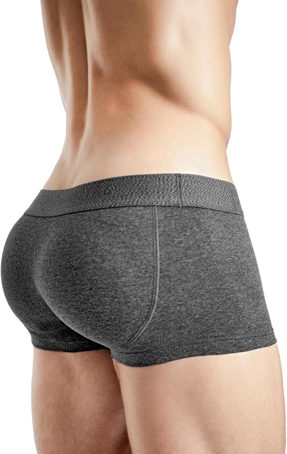 Rounderbum Men's Padded Underwear Trunks with Removable Butt Enhancing Pads - 3 Colors - More Volume Instantly, Short Inseam