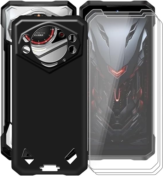 for Doogee S200 Phone Case + 3 X Tempered Glass Screen Protector, WXPPJ Ultra-Thin Soft TPU Silicone Shell Shockproof Protection Case for Doogee S200 (6.72") - Black