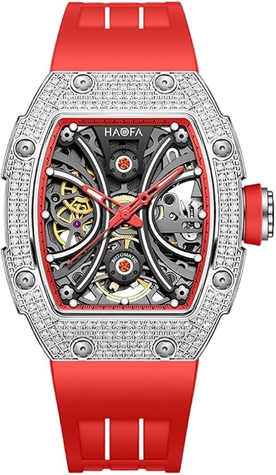 Haofa Automatic Watch for Ladies Gypsophila Case Double-Sided Hollow Women's Watch Sapphire Luminous Waterproof Watch Business Casual Fashion 1909L