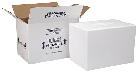 Polar Tech 261C Thermo Chill Insulated Carton with Foam Shipper, Large, 19" Length x 12" Width x 12-1/2" Depth, White