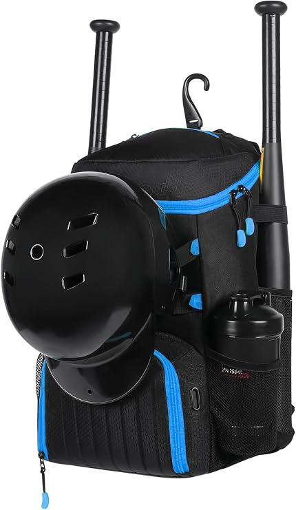 Lightweight Baseball Bat Backpack with Shoe Compartment, Softball Gift for Women with Fence Hook & Batting Glove, Helmet | Multiple Colors