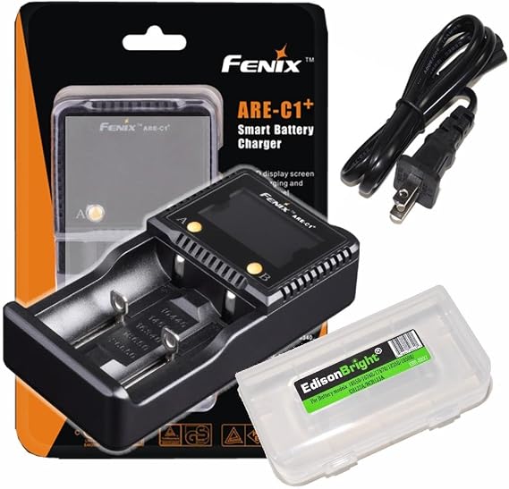 EdisonBright Fenix are-C1+ Plus Universal Smart Digital Display Battery Charger Battery Carry case