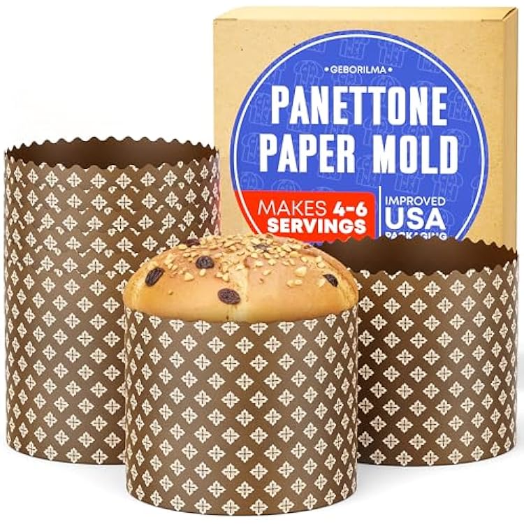 Durable Panettone Paper Mold Large - 20 oz Disposable Panettone Pan for Cake and Bread - 5 in Panettone Molds for Baking 550 g - Easter Bread Paper Mold Paska 6 pack