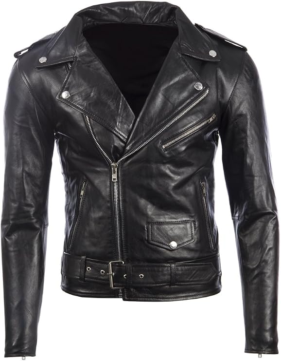 Aviatrix Men's Belted Biker Jacket in Real Cow Leather or Real Sheepskin Leather (N2KG)