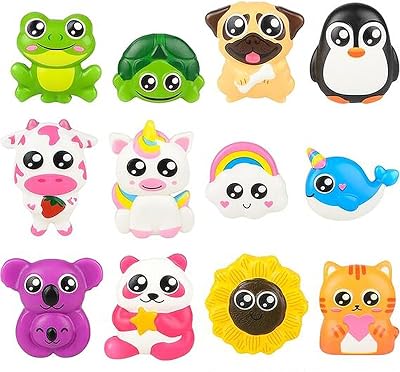 ArtCreativity Jumbo Squish Stickers, Set of 12, Slow Rise Kids’ Stickers, Assorted Designs, Children’s Scrapbooking Supplies, Animal Party Favors, for Gift Wrap, Photo Albums, Diary Decorations