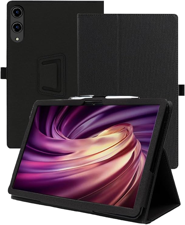 Case for DOOGEE Tab E3 Pro Android 15 Tablet 13 inch,WUNIAK Premium Leather Business Folio Stand Cover for DOOGEE Tab E3 Pro Android 15 Tablet 13 inch with Hand Strap for Tablet,Black