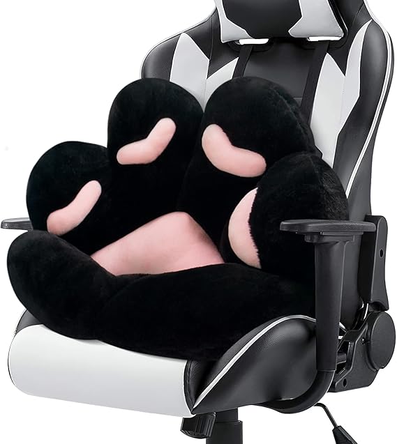 MOONBEEKI Cat Paw Cushion Chair Comfy Kawaii Plush Seat Cushions | Chair Cushion Pillow for Gamer 28"x 24" Cozy Floor Cute Girl Worker Gift, Dining Room Bedroom Decorate, Black