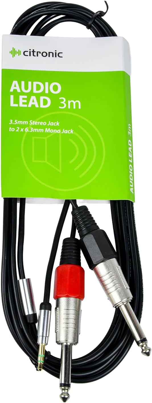 Chord Classic 3.5mm Stereo Jack to 2 x 6.3mm Mono Jack Lead 3m