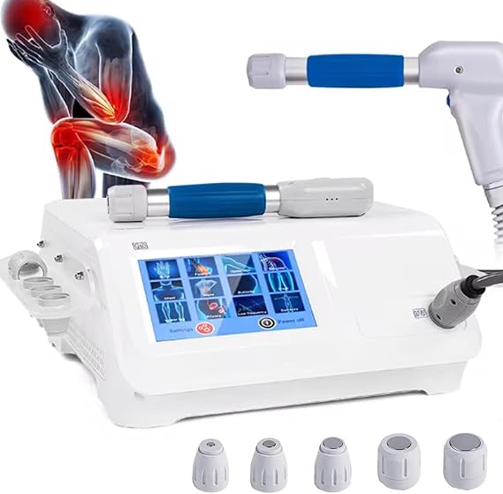 Pneumatic Extracorporeal Shockwave Therapy Machine for ED Therapy,Electromagnetic Physiotherapy Equipment with 5 Massager Heads,Muscle Massager for Neck Back,Shoulder