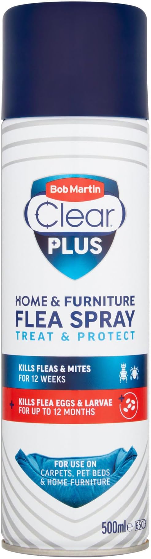 Bob Martin Clear Plus Flea Spray Treatment for the Home - Kills Fleas, Ticks and Dust Mites, Treats and Protects Against Infestation (500ml)