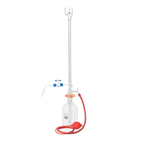 Automatic Zero Burette, 25ml - Class A - 29/32 Joint Size - 0.05ml Tolerance, 0.10ml Sub. Divisions - 1000ml Reservoir Capacity - with Intermediate Stopcock & Schellbach Stripe - Eisco Labs