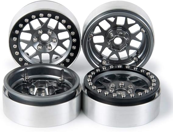 RCLIONS Aluminum 1.9" Beadlock Wheels Rims for AXIAL SCX10 II TRX4 D90 Gen8