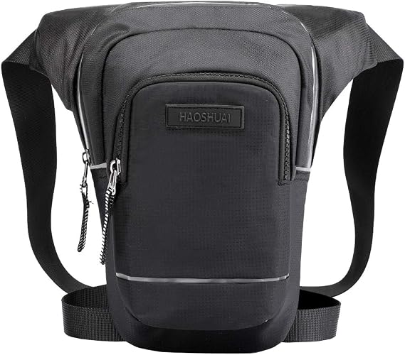 Nylon Drop Leg Bag Waist Pack for Men Women Motorcycle Bike Riding Cycling Fanny Pack Travel Outdoor Hiking Tactical Sling Crossbody Shoulder Pouch (Black)