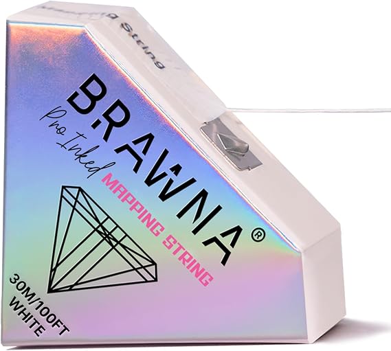 BRAWNA [ Upgraded Version ] 30 Meters White Brow Mapping string for Eyebrow Measuring - Microblading Supplies - PMU Kit - Brow Lamination Kit - Pre inked Mapping Thread