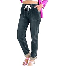 Women's Straight Fit High Waist Jeans, Women's Stretch Jeans, Perfect for Everyday Wear, Multi Pockets, Jogging Bottoms Sports Pants Color : Black, Size : 3XL