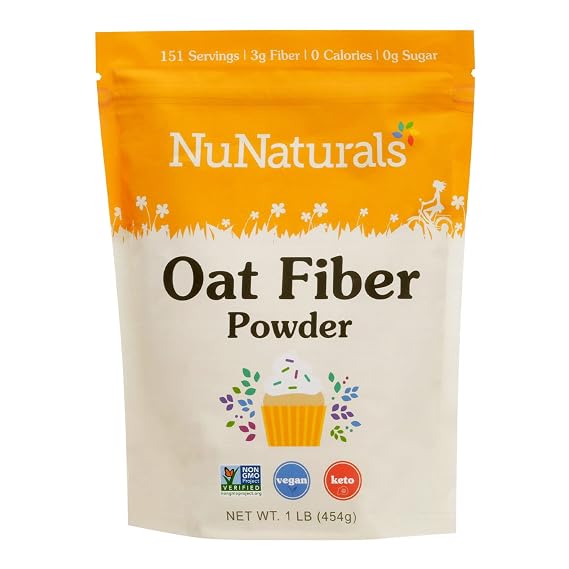 Nunaturals Oat Fiber Powder, All Natural Non-GMO, 1 lb