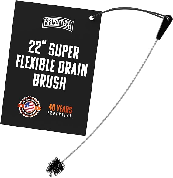 Brushtech Super Flexible Drain Cleaning Brush - Black, Long Pipe Cleaner