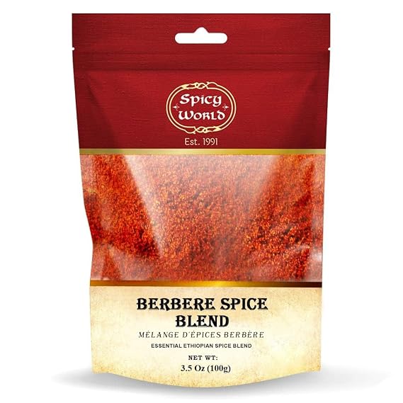 Spicy World Berbere Spice Blend 3.5oz | Authentic Ethiopian Seasoning Hand-Blended | Rich 14-Spice Mix for Flavorful Dishes