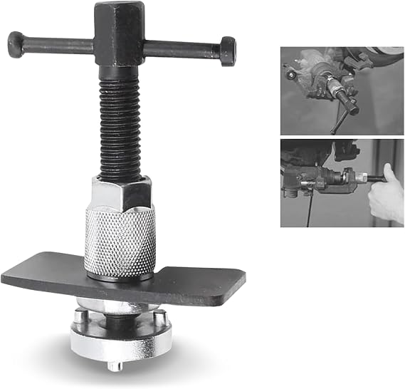 Pack-1 Car Brake Pad Adjuster, 5.39" x 3.74" Disc Brake Pad Replacement Tool, Disc Brake Adjustment Caliper Compression Tool, Universal for Most Cars Repair Accessories (Silver & Black)