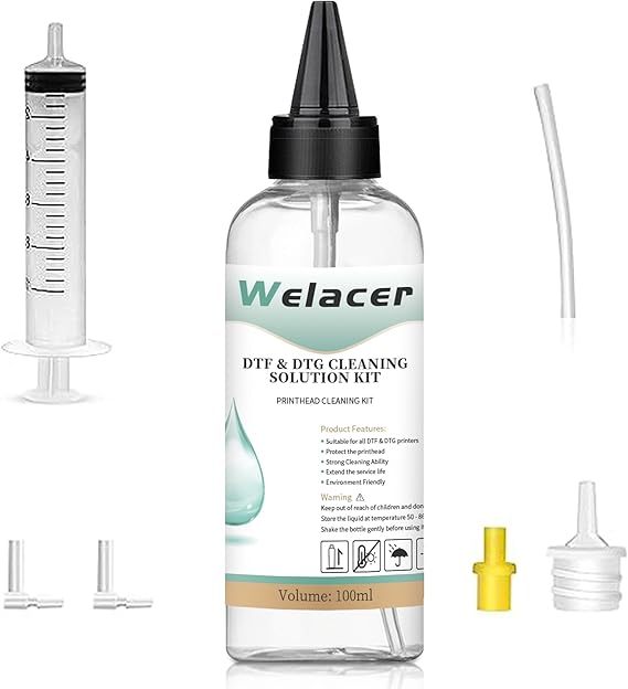 100ml DTF Printhead Cleaning Solution for ET8550 L1800 XP-15000 | DTF Print Head Cleaner Fluid Supplies, Universal Printer Nozzle Cleaner for All DTF Printers-Work with DTF DTG Ink