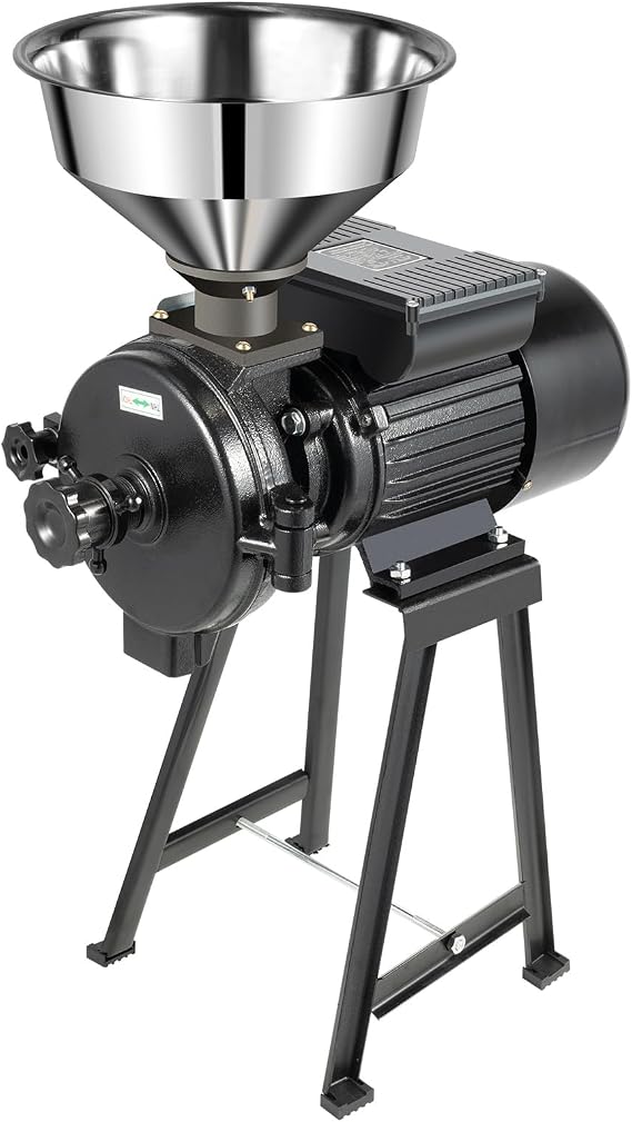 1500W Commercial Grain Grinder Mill, 110V Electric Dry Grain Grinder Mill Powder Machine, Corn Grinder Mill, Dry Cereals Rice Wheat Corn Mills with Funnel.(Black)
